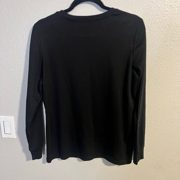 Sequin Cowboy Boot Black Long Sleeve Boutique Top Size M - Picture 3 of 4